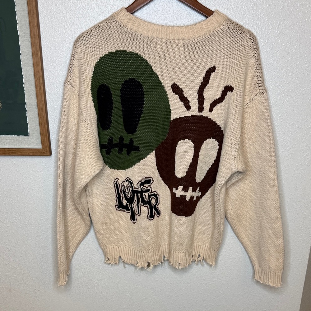 LOITER Rodeo Knit Sweater Men’s XS | Graphic Distressed Streetwear Pullover - Picture 9 of 15